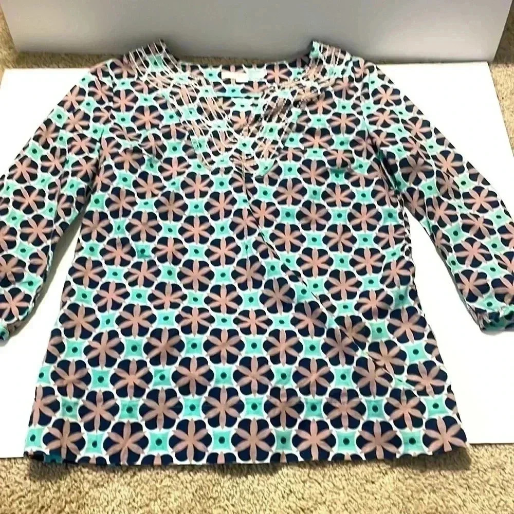 Boden 3/4 length flower print shirt size 4R